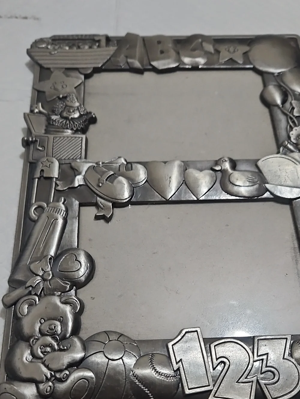 Silver Baby-Themed Double Picture Frame - 123 Design
